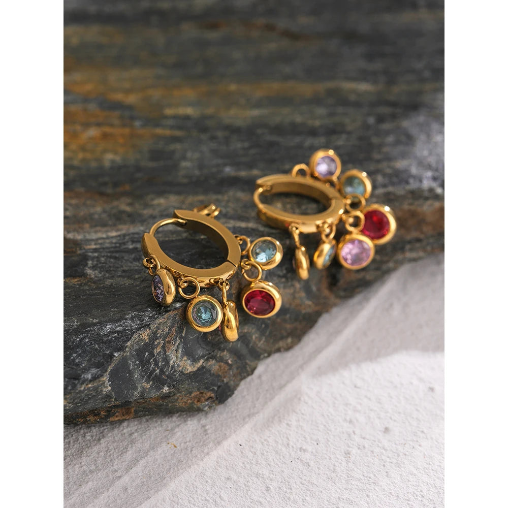 Aurora Charm Gold Hoop Earrings