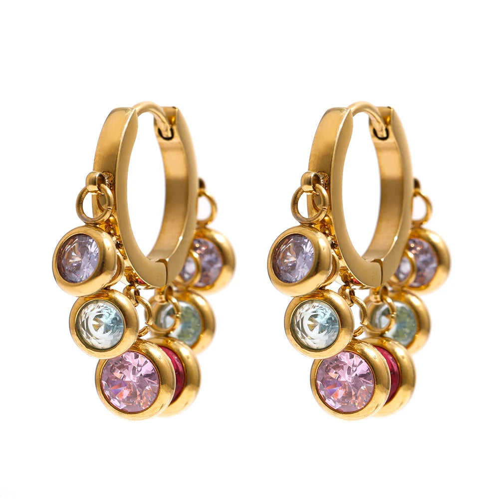 Aurora Charm Gold Hoop Earrings