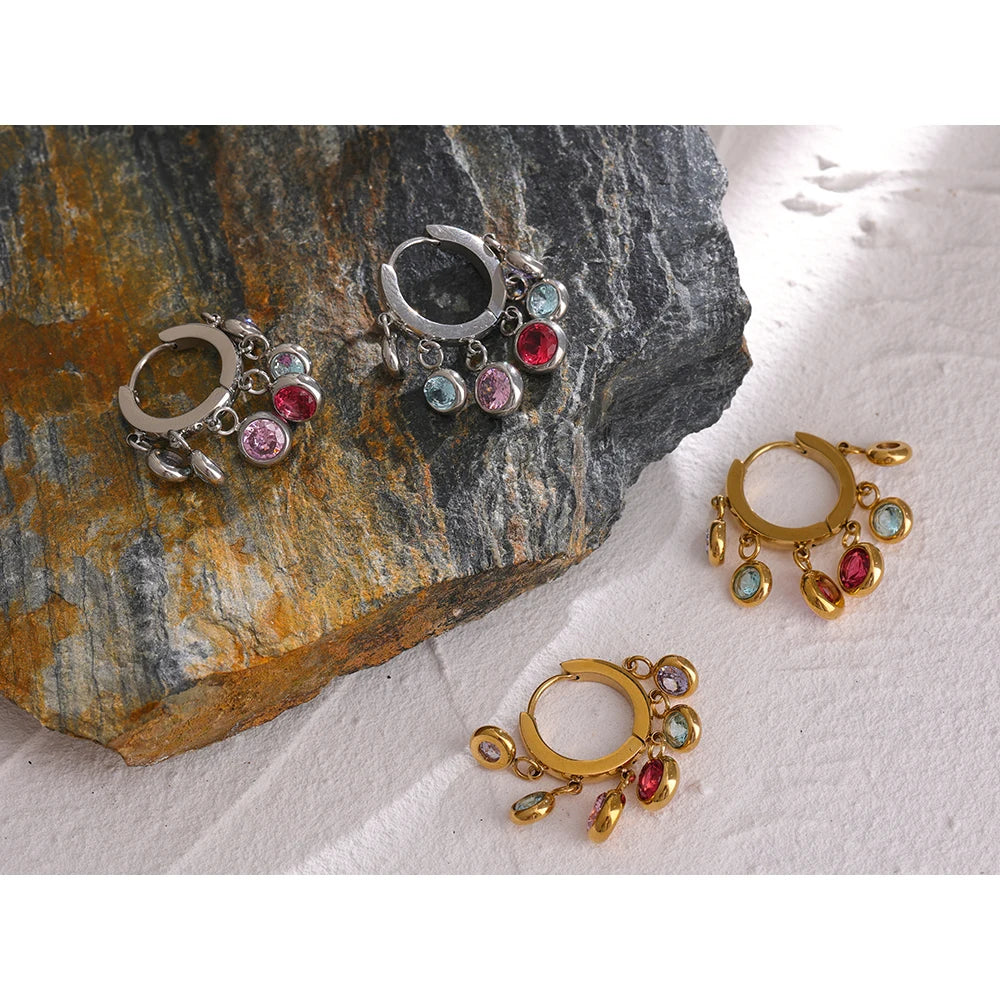 Aurora Charm Gold Hoop Earrings