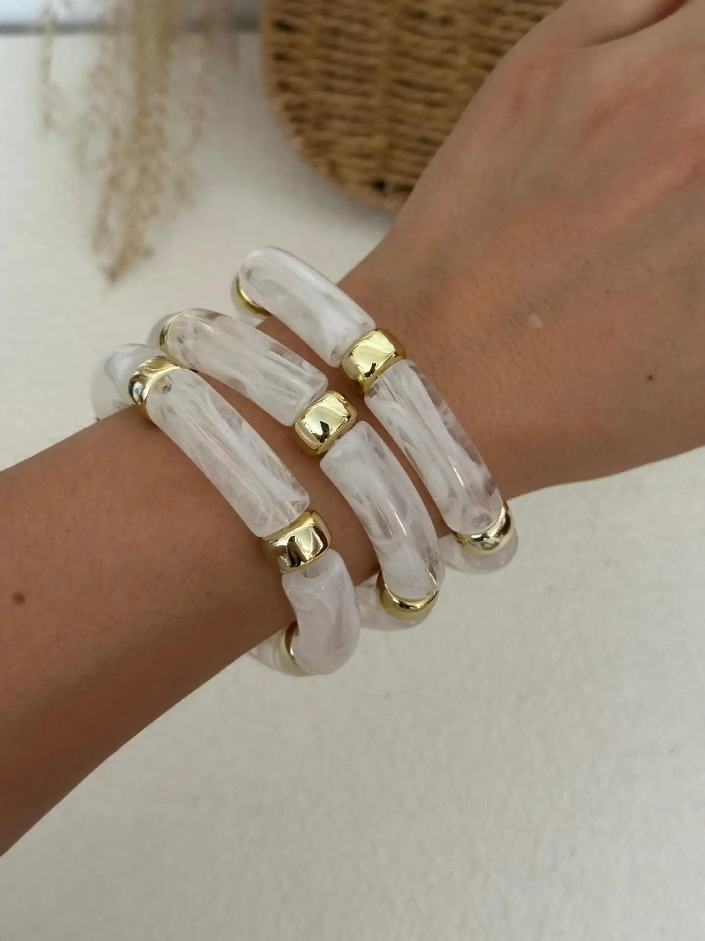 Luxury Resin and Gold-Tone Bangle Set