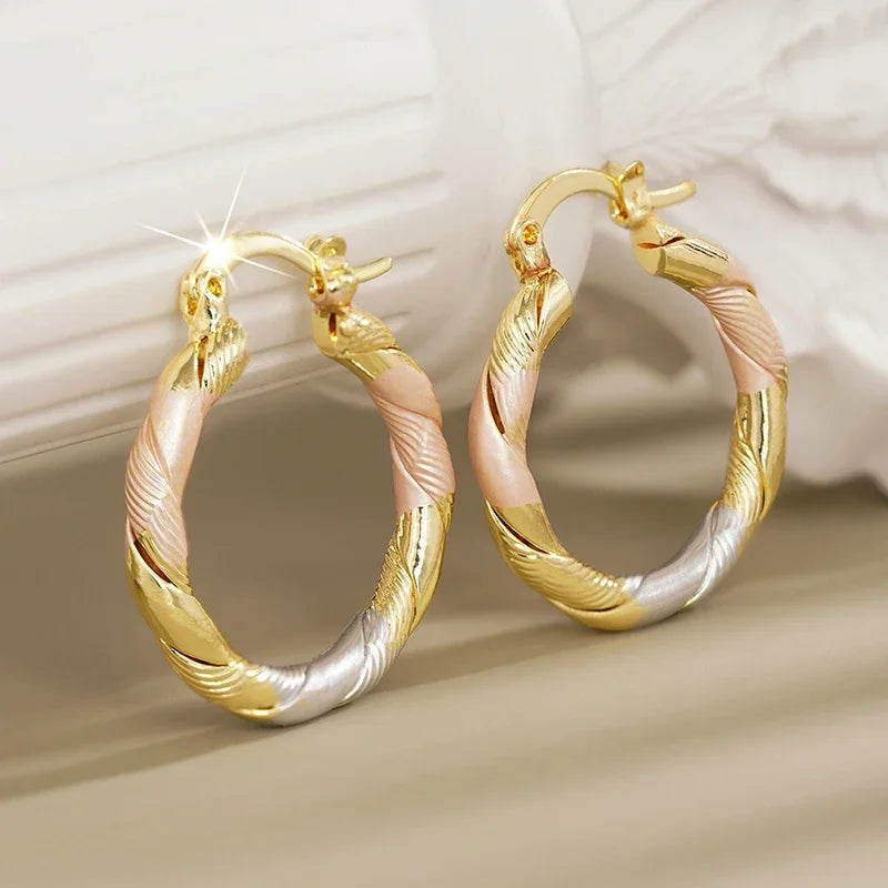 Aurora Twist Gold & Silver Hoop Earrings