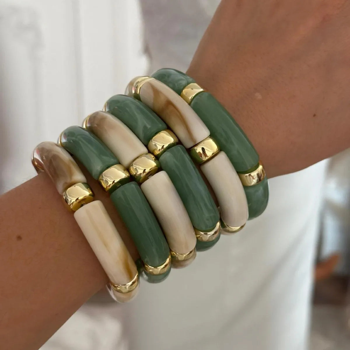 Luxury Resin and Gold-Tone Bangle Set