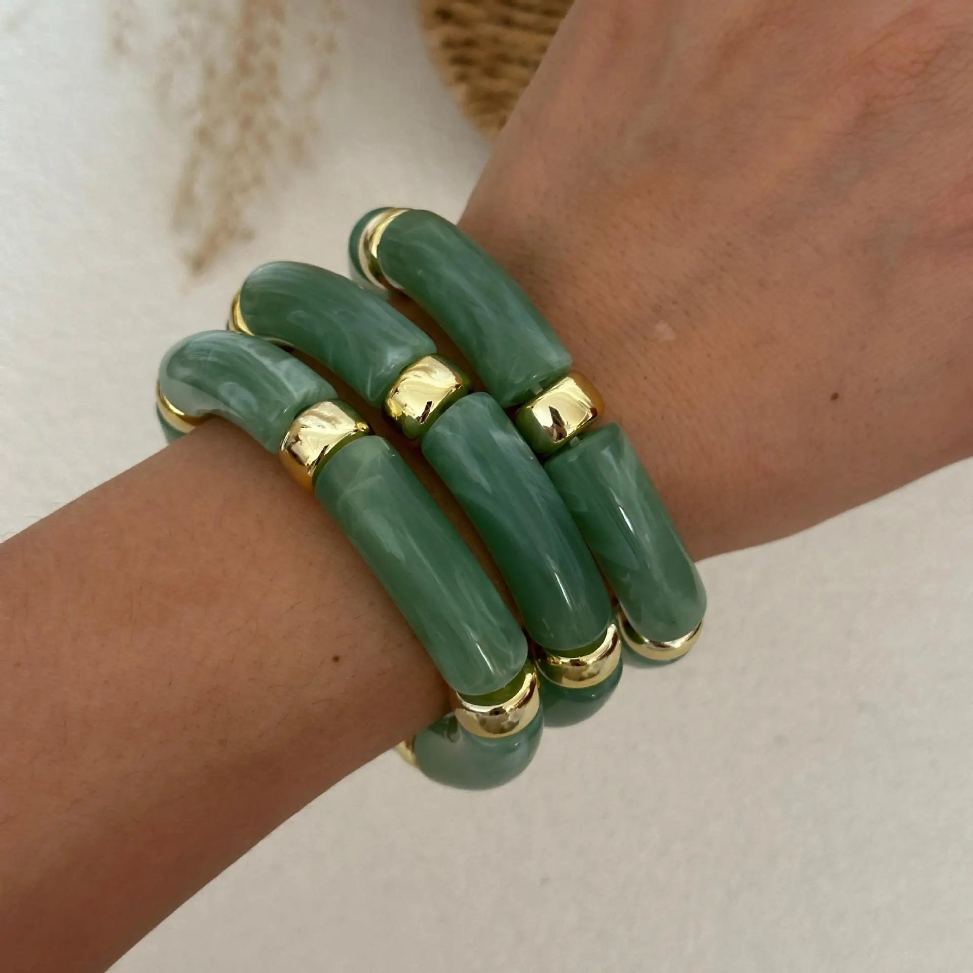 Luxury Resin and Gold-Tone Bangle Set