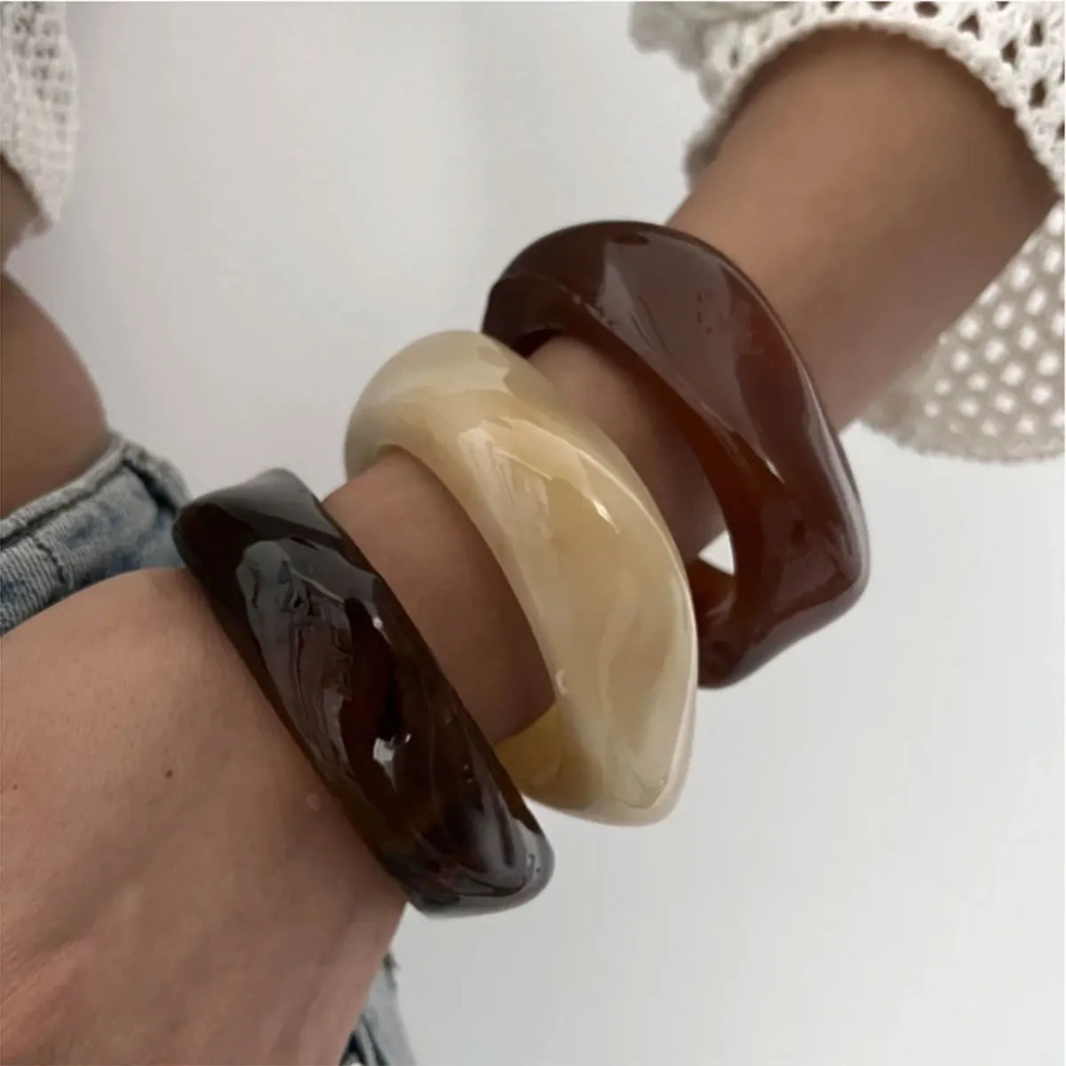 Vintage Resin Cuff Bangle Set