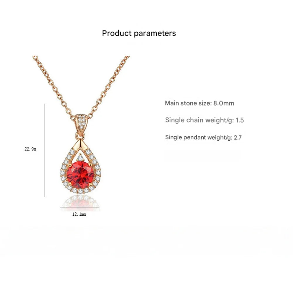 Sterling Silver Teardrop Zircon Pendant Necklace (925)