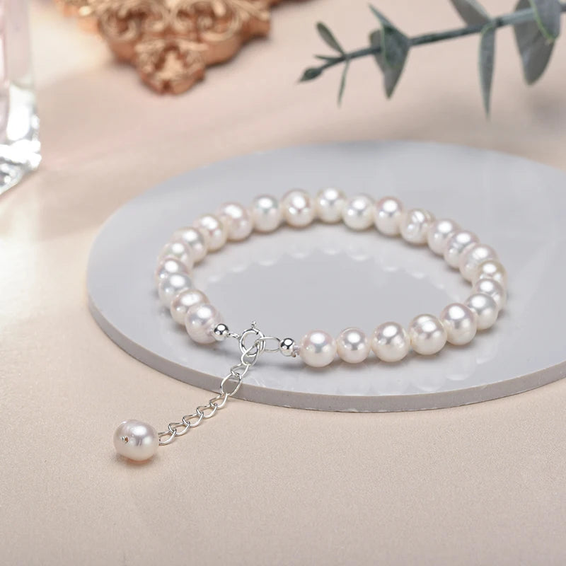 Sterling Silver Freshwater Pearl Bracelet (925)