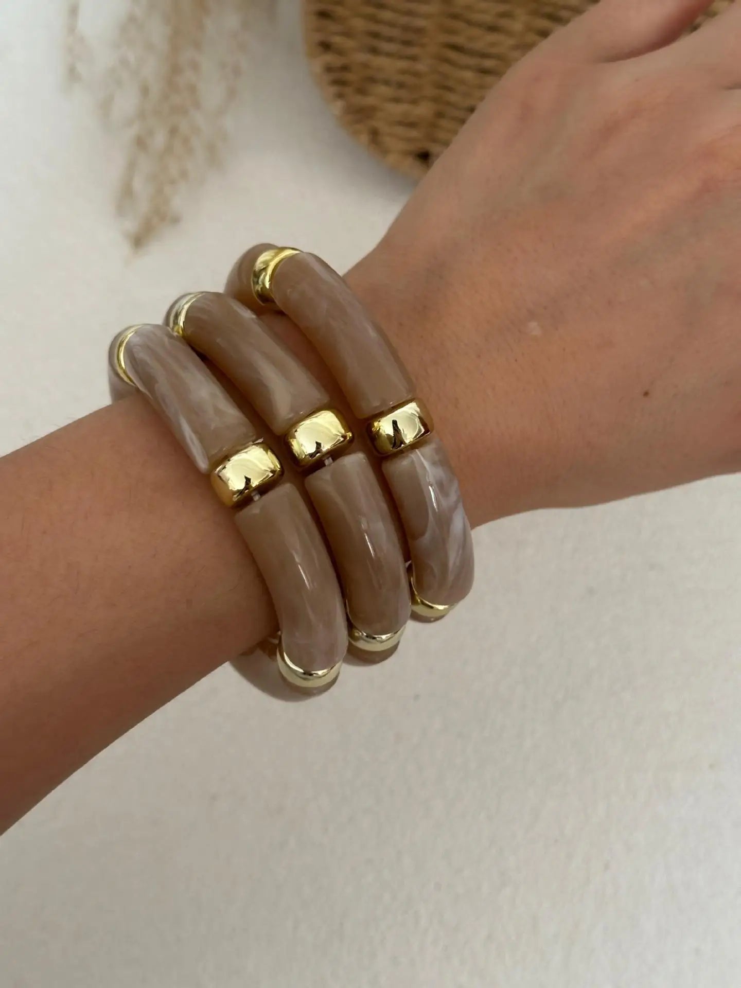 Luxury Resin and Gold-Tone Bangle Set