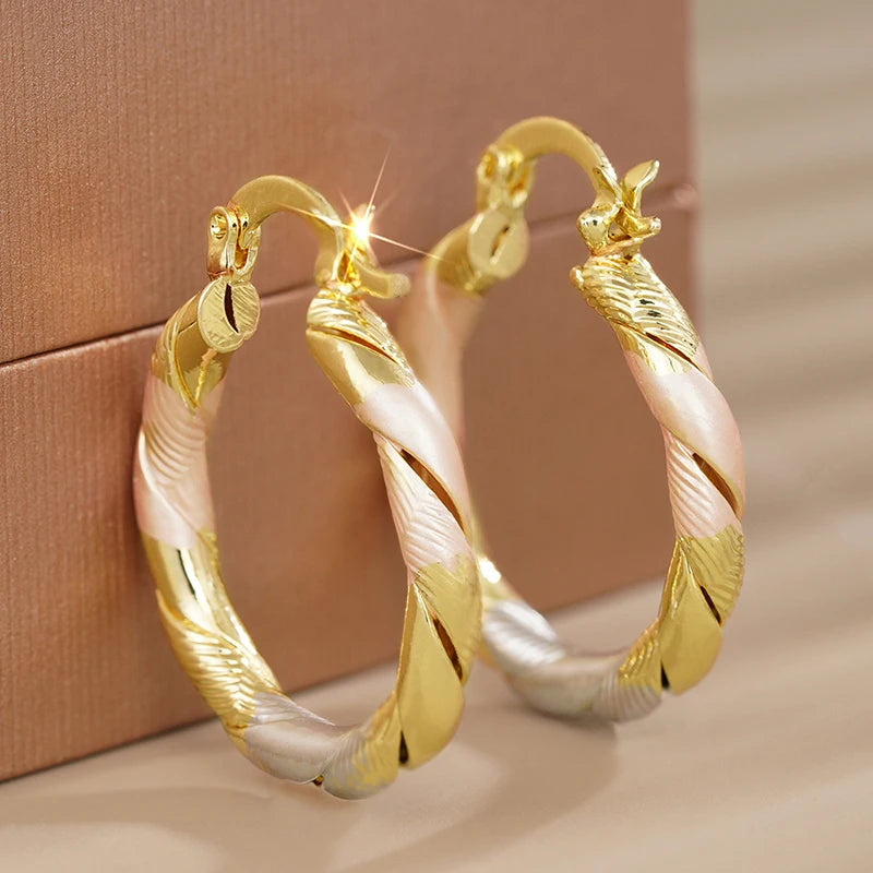 Aurora Twist Gold & Silver Hoop Earrings