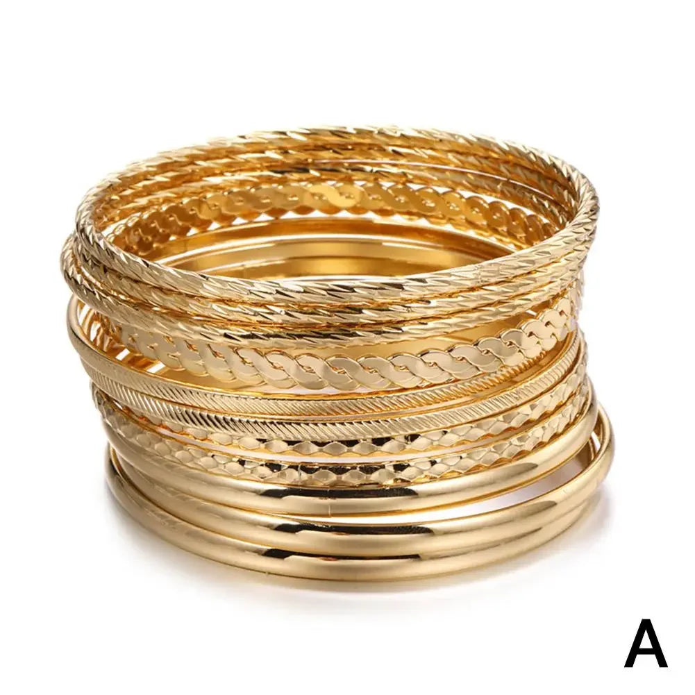 Bohemian Multi-Layer Bangle Set (12 Pieces)