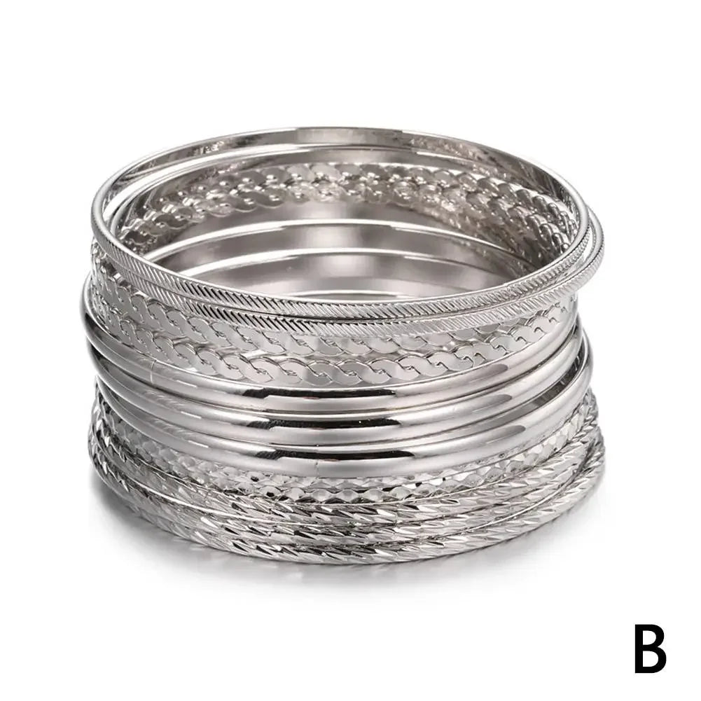 Bohemian Multi-Layer Bangle Set (12 Pieces)