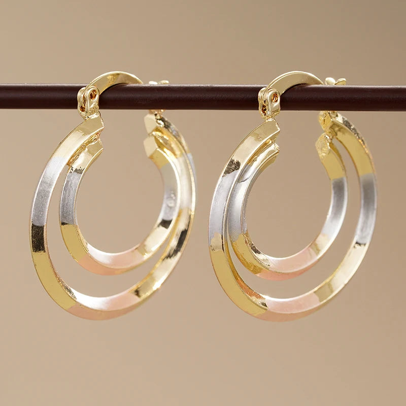 Aurora Twist Gold & Silver Hoop Earrings