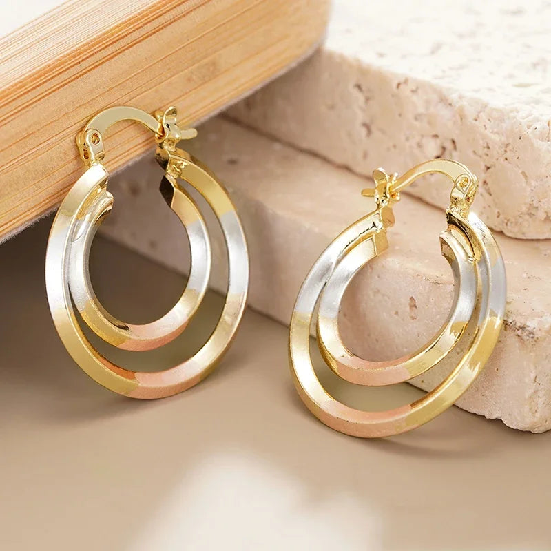 Aurora Twist Gold & Silver Hoop Earrings
