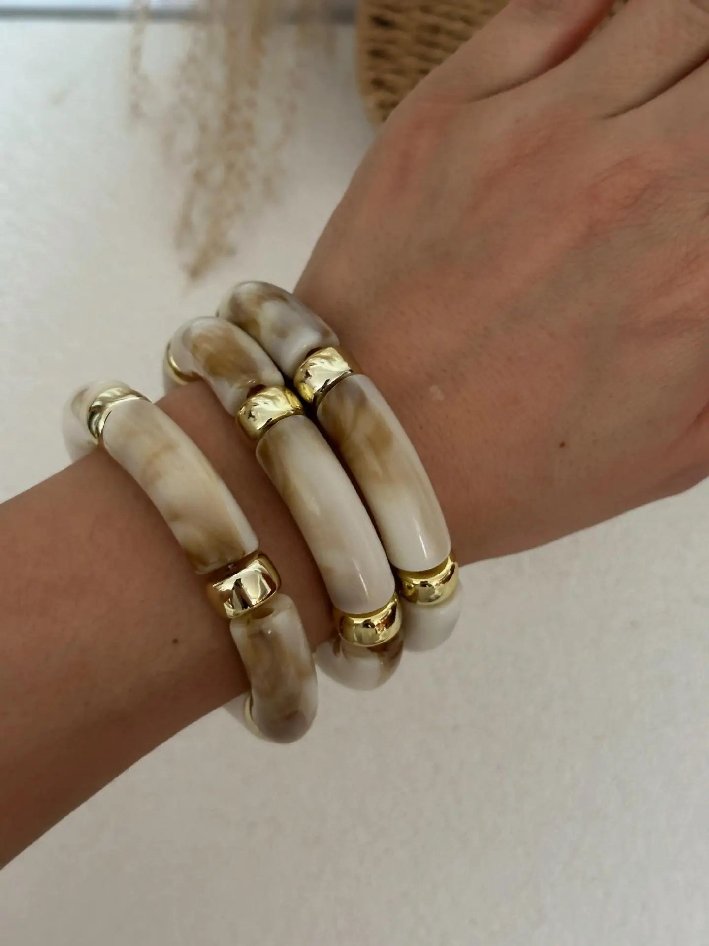 Luxury Resin and Gold-Tone Bangle Set