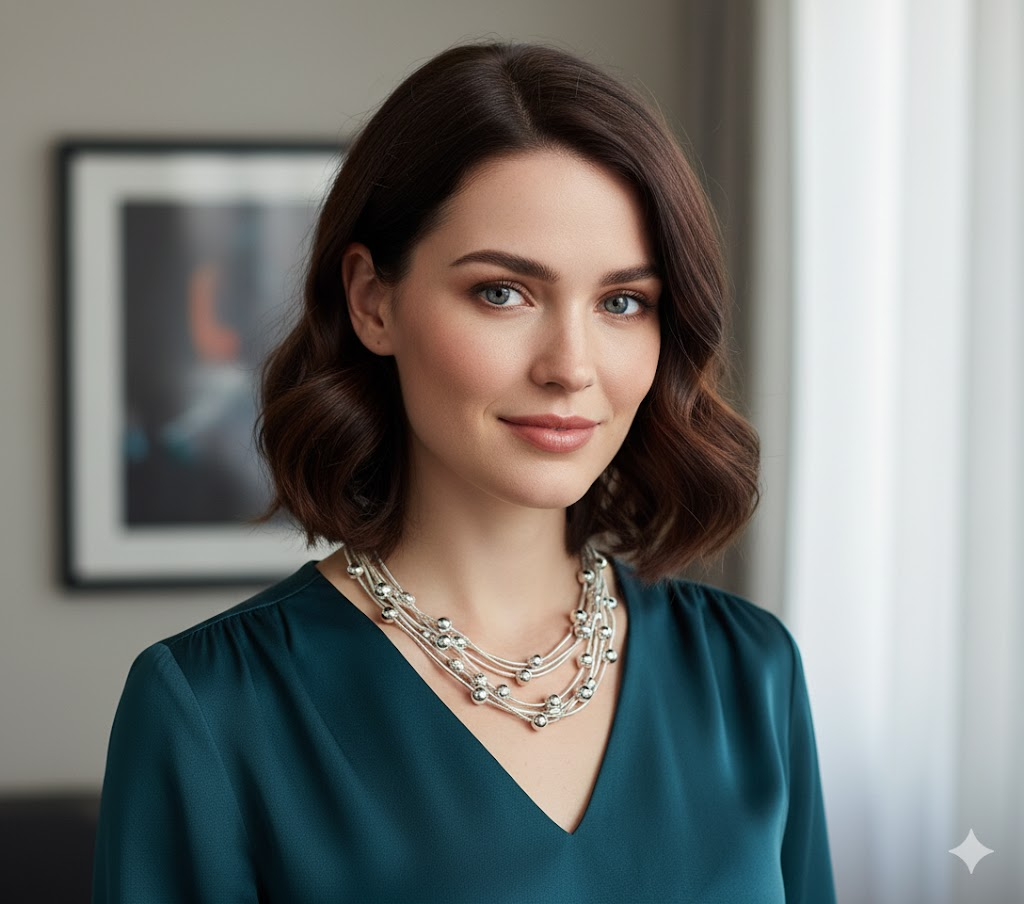 : Sterling Silver Multi-Layer Ball Bead Necklace (925)