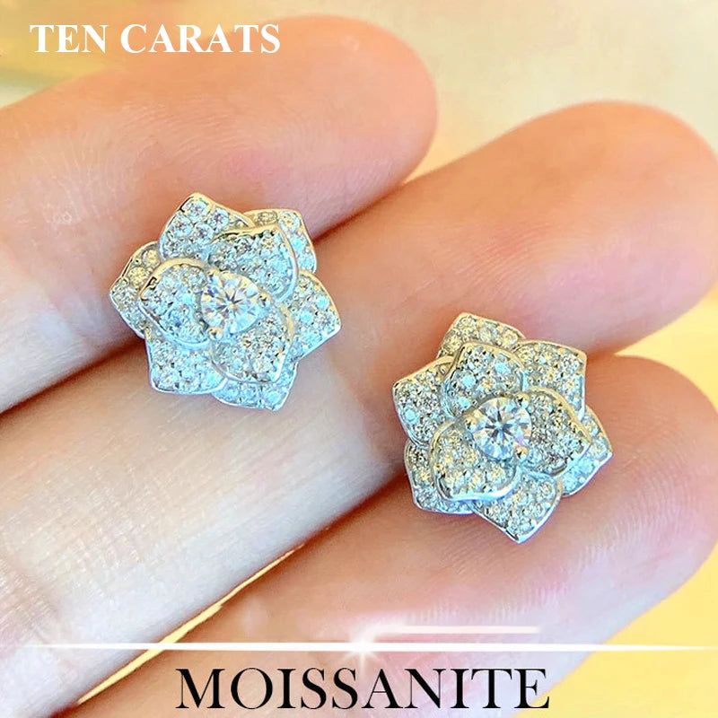 Eternal Bloom Moissanite Flower Earrings