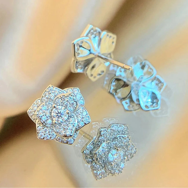 Eternal Bloom Moissanite Flower Earrings