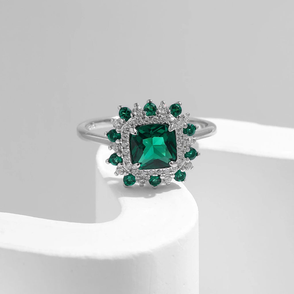 Emerald Elegance Sterling Silver Ring