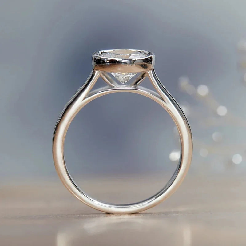 Aurora Steel Solitaire Ring