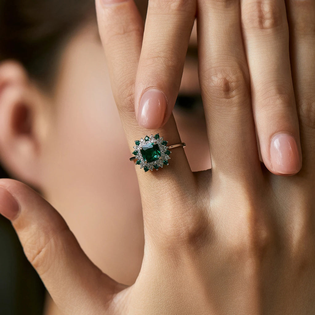Emerald Elegance Sterling Silver Ring