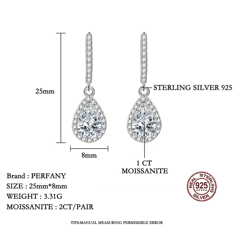 Luna Drop Moissanite 925 Silver Earrings