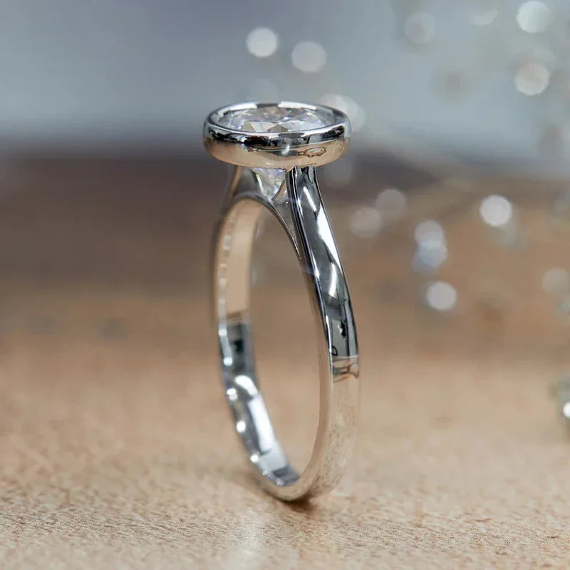 Aurora Steel Solitaire Ring