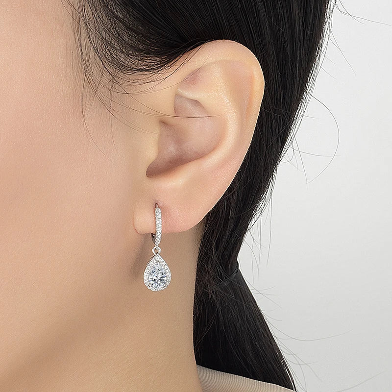 Luna Drop Moissanite 925 Silver Earrings
