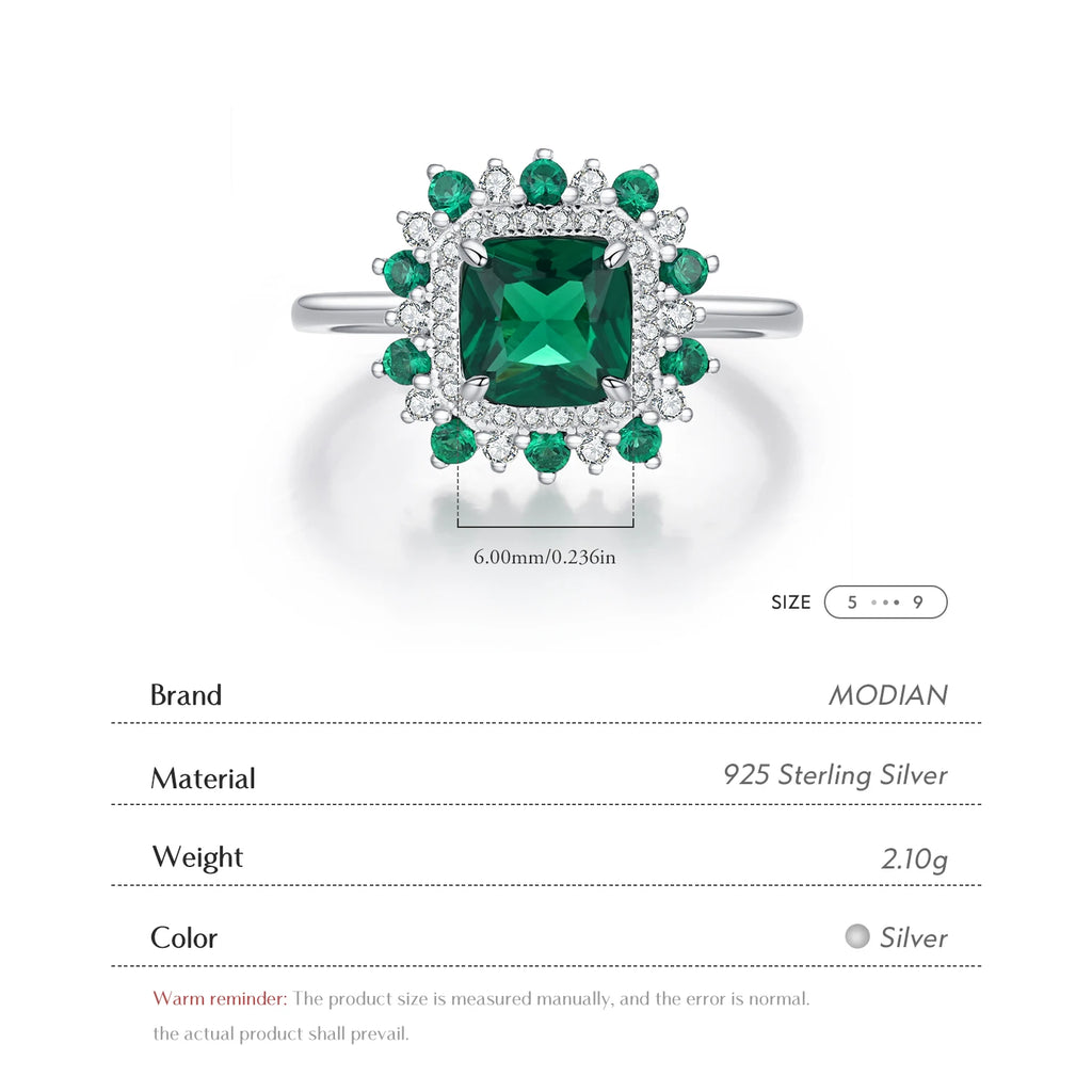 Emerald Elegance Sterling Silver Ring
