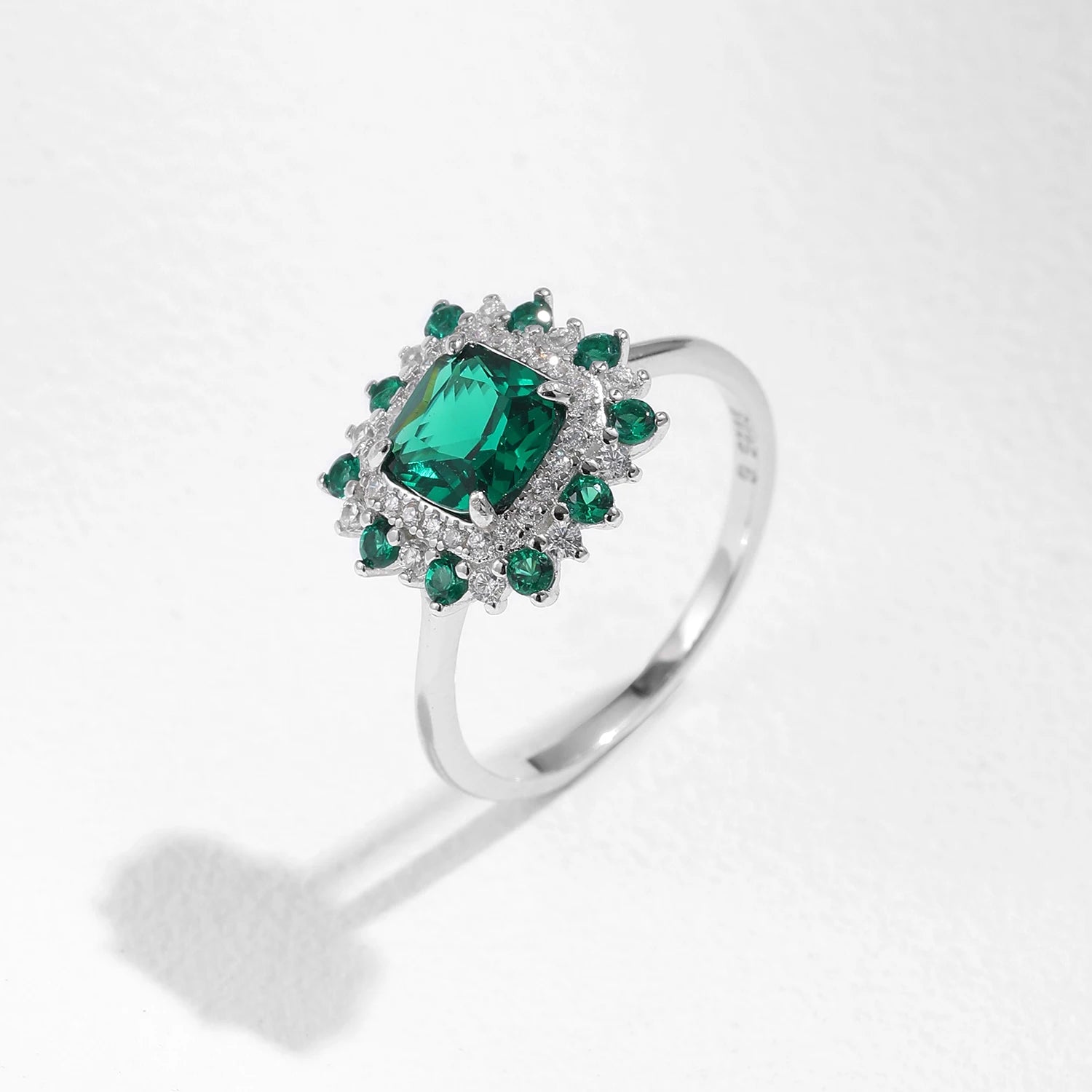 Emerald Elegance Sterling Silver Ring