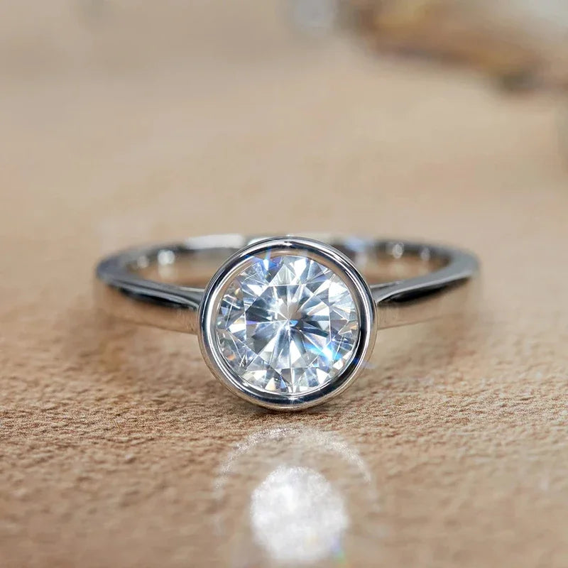 Aurora Steel Solitaire Ring