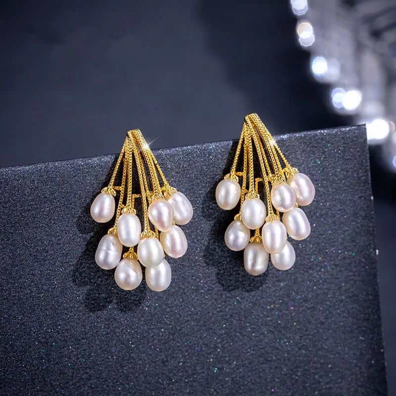 Celeste Pearl Cluster 925 Earrings