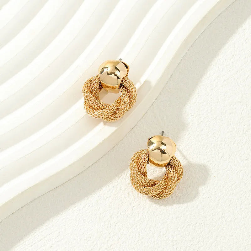 Golden Aura  Mesh Knot Earrings