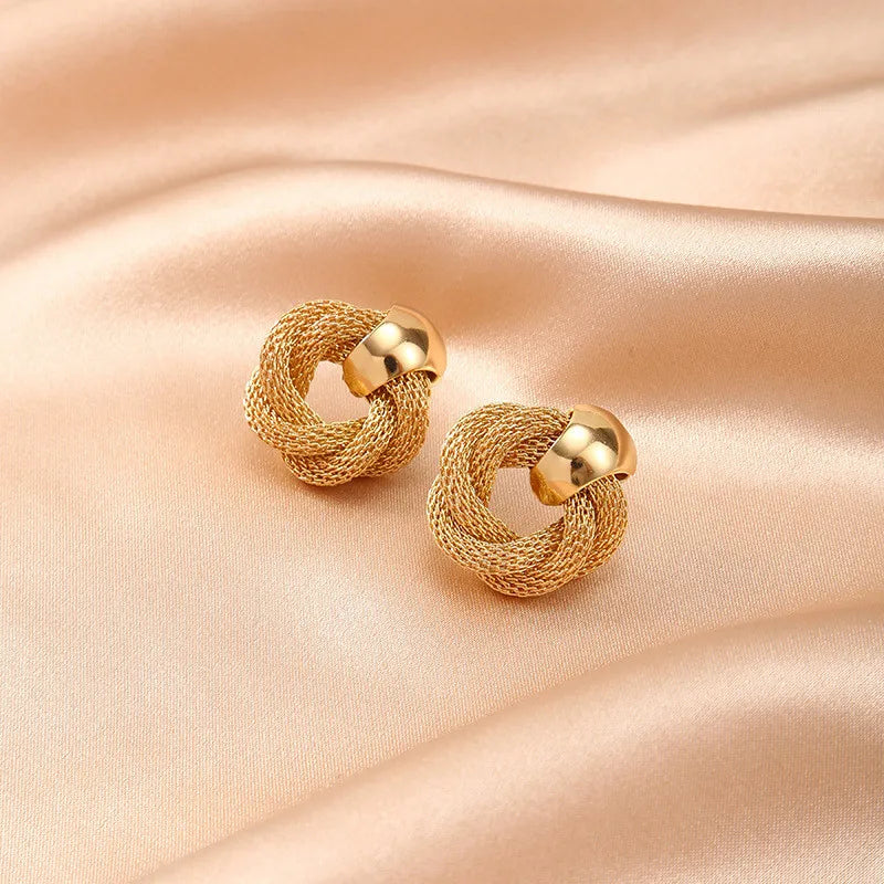 Golden Aura  Mesh Knot Earrings