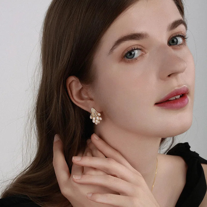 Celeste Pearl Cluster 925 Earrings