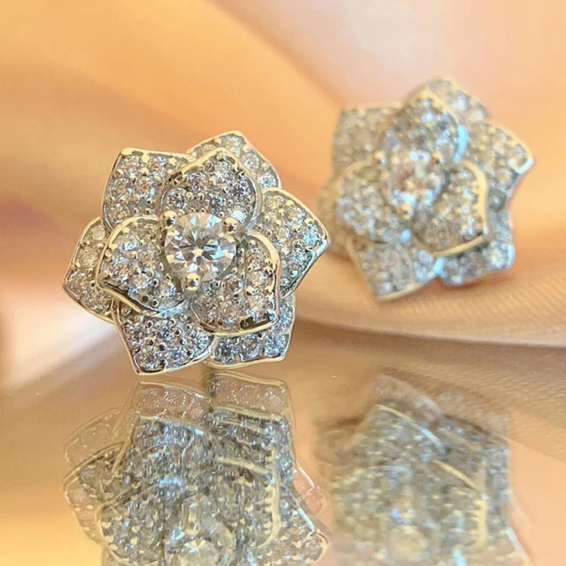 Eternal Bloom Moissanite Flower Earrings