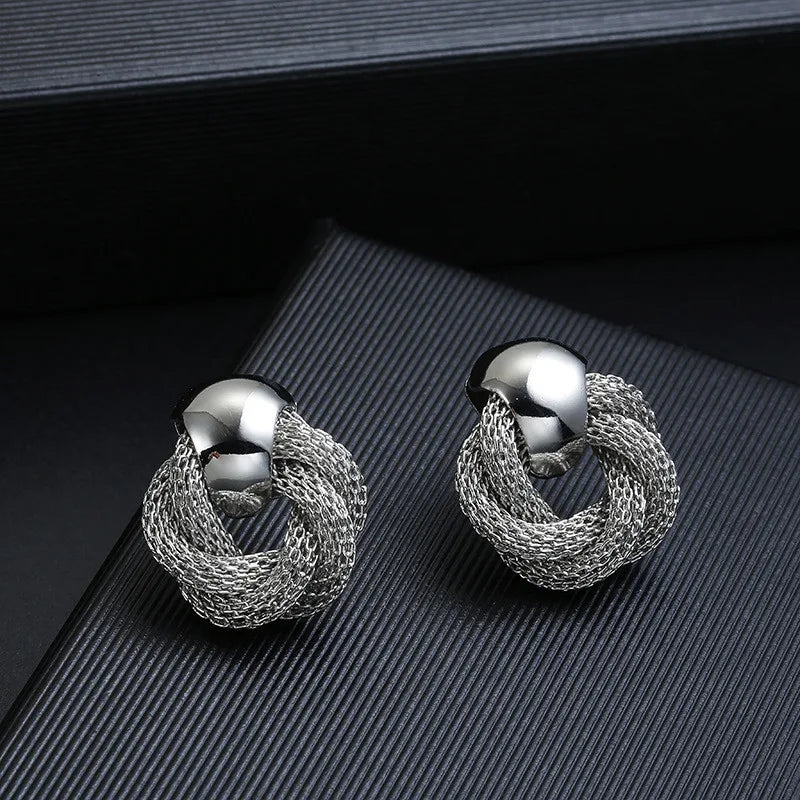 Golden Aura  Mesh Knot Earrings