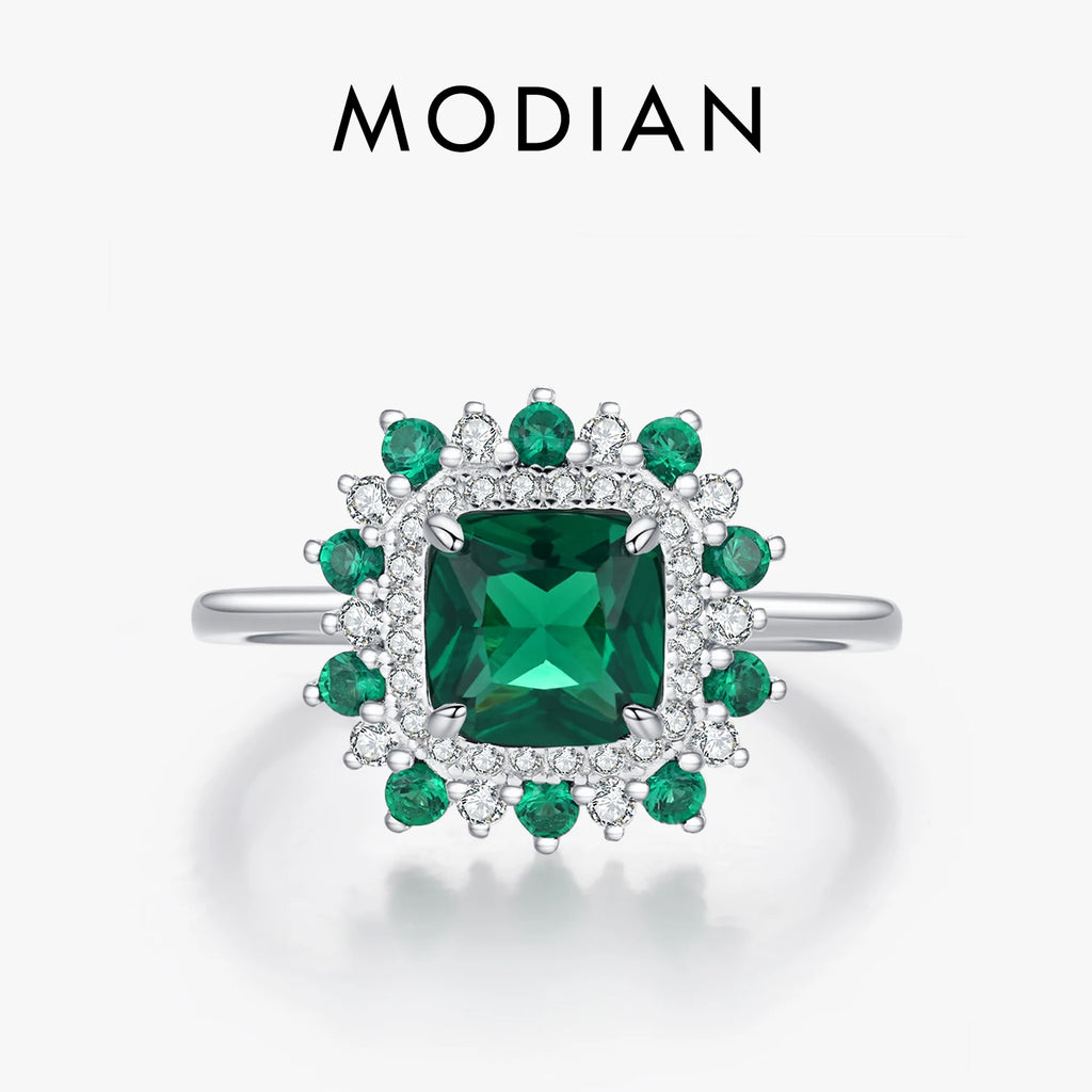 Emerald Elegance Sterling Silver Ring